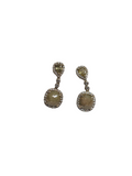 Sliced Yellow Green Diamond Dangling Earrings in 14k Yellow Gold