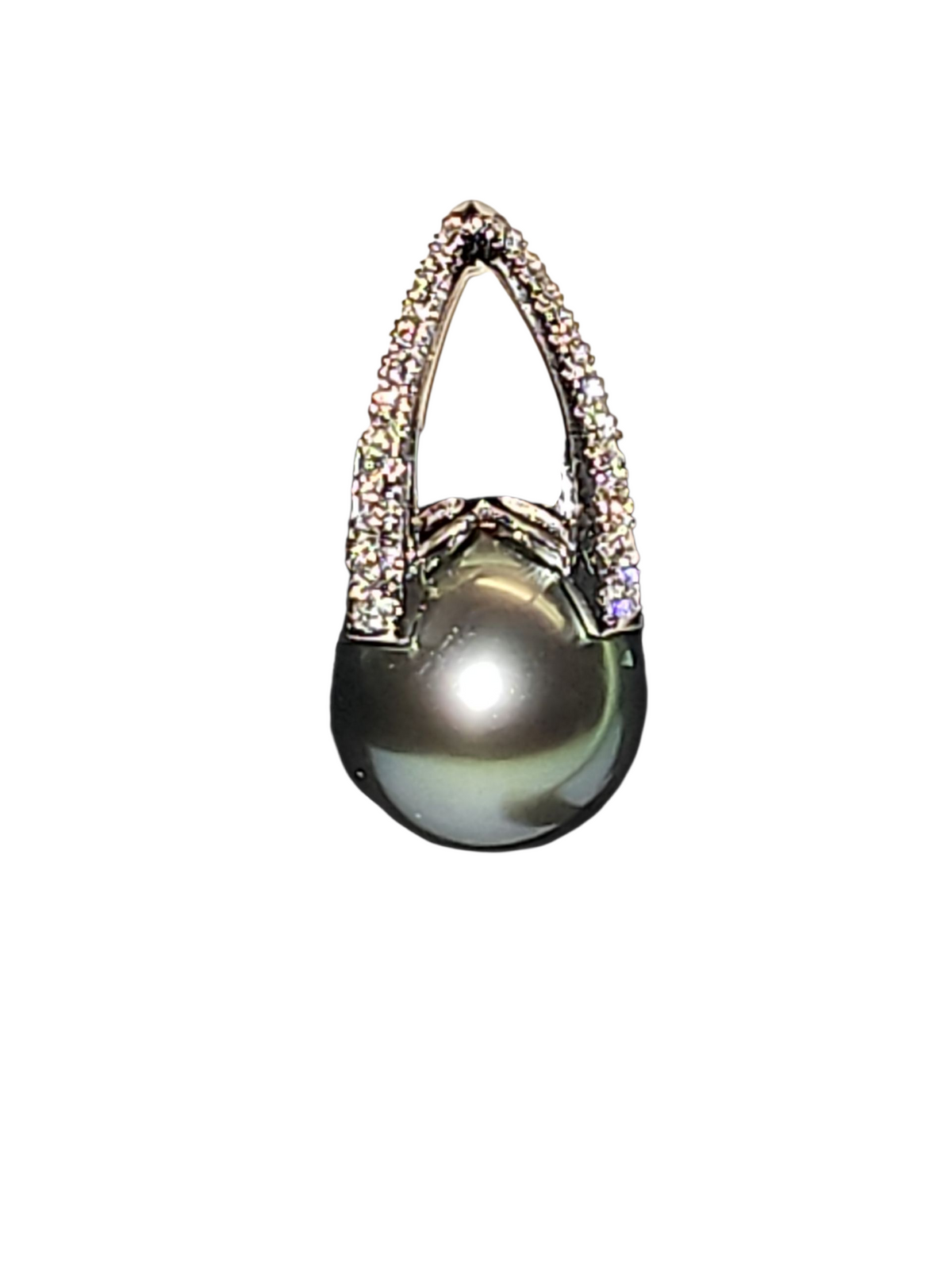South Sea Blue Grey Pearl Earrings in 18kt White Gold