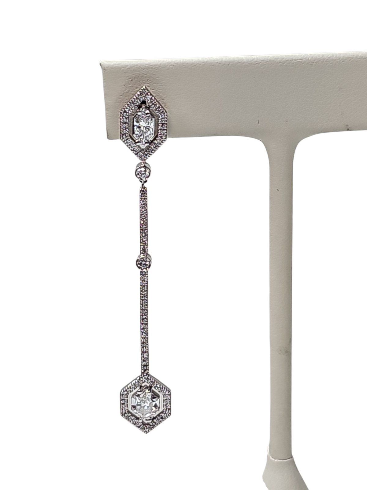 Twin Hexagon Diamond Earrings in 18kt White Gold