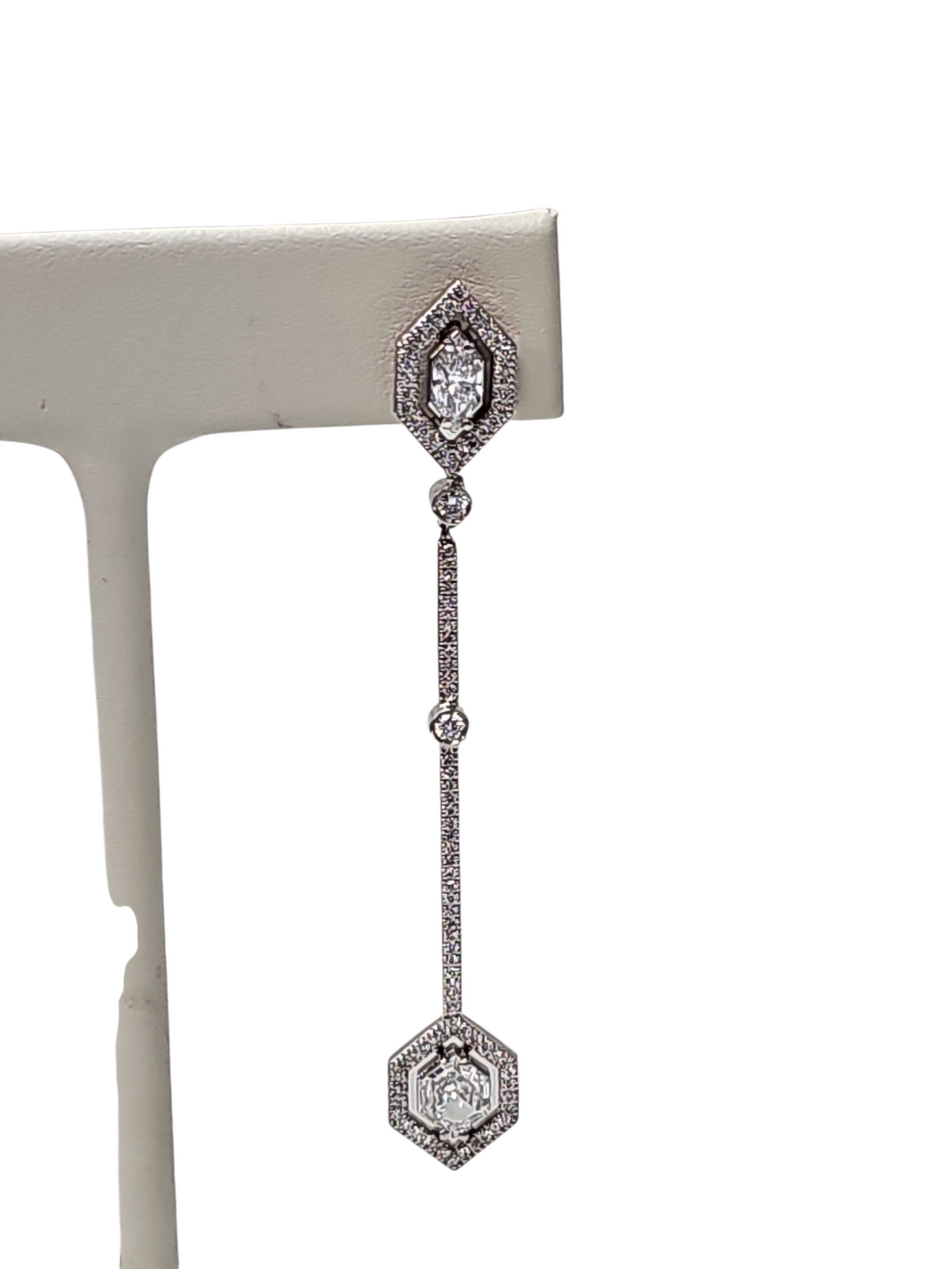 Twin Hexagon Diamond Earrings in 18kt White Gold
