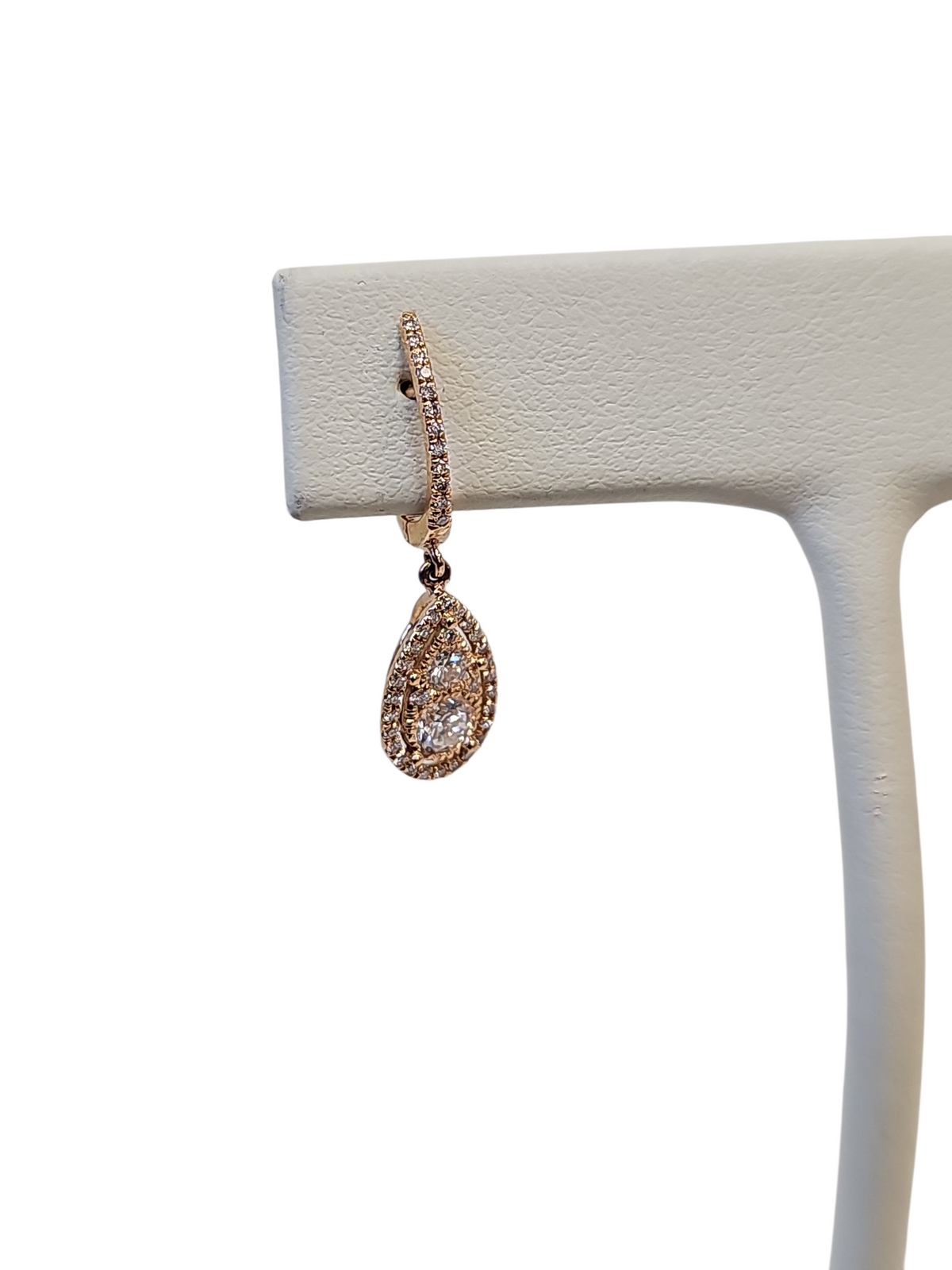 Double Diamond Drop Earrings in 18kt Rose Gold