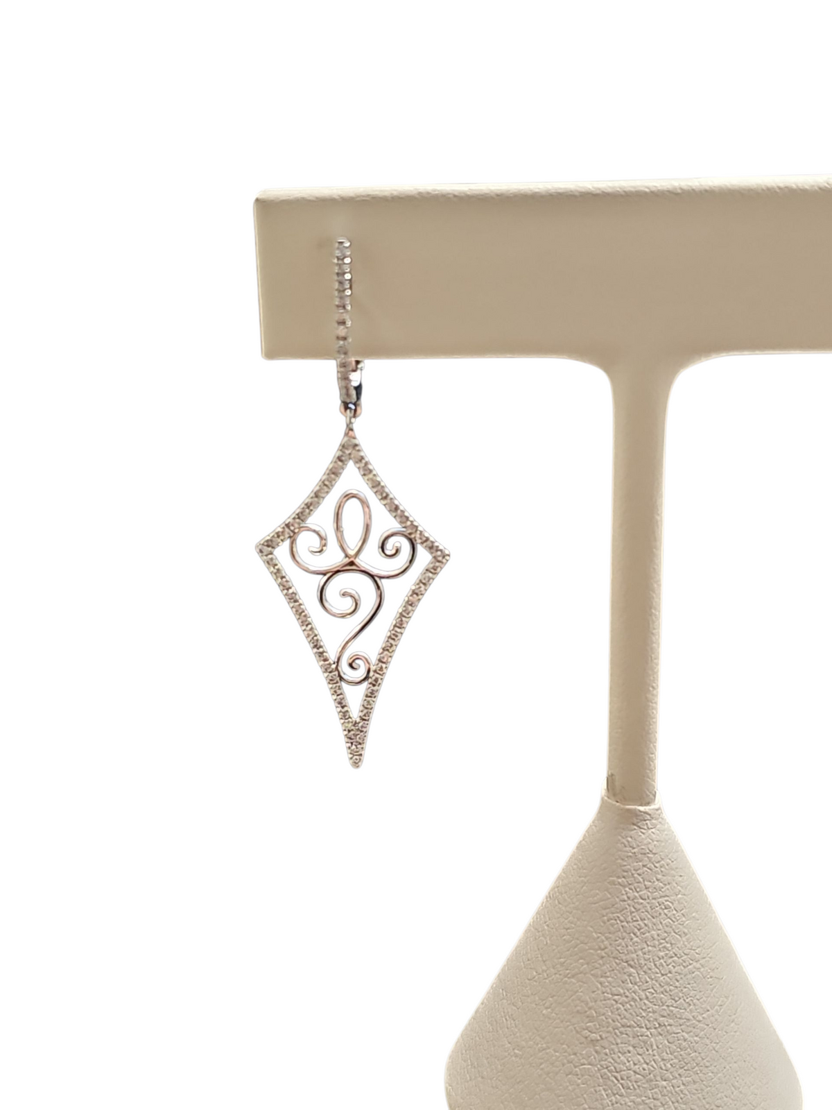 Intricate Diamond Kite Earrings in 18kt White Gold