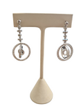 Dangling Round Concentric Circle Earrings in 14kt White Gold
