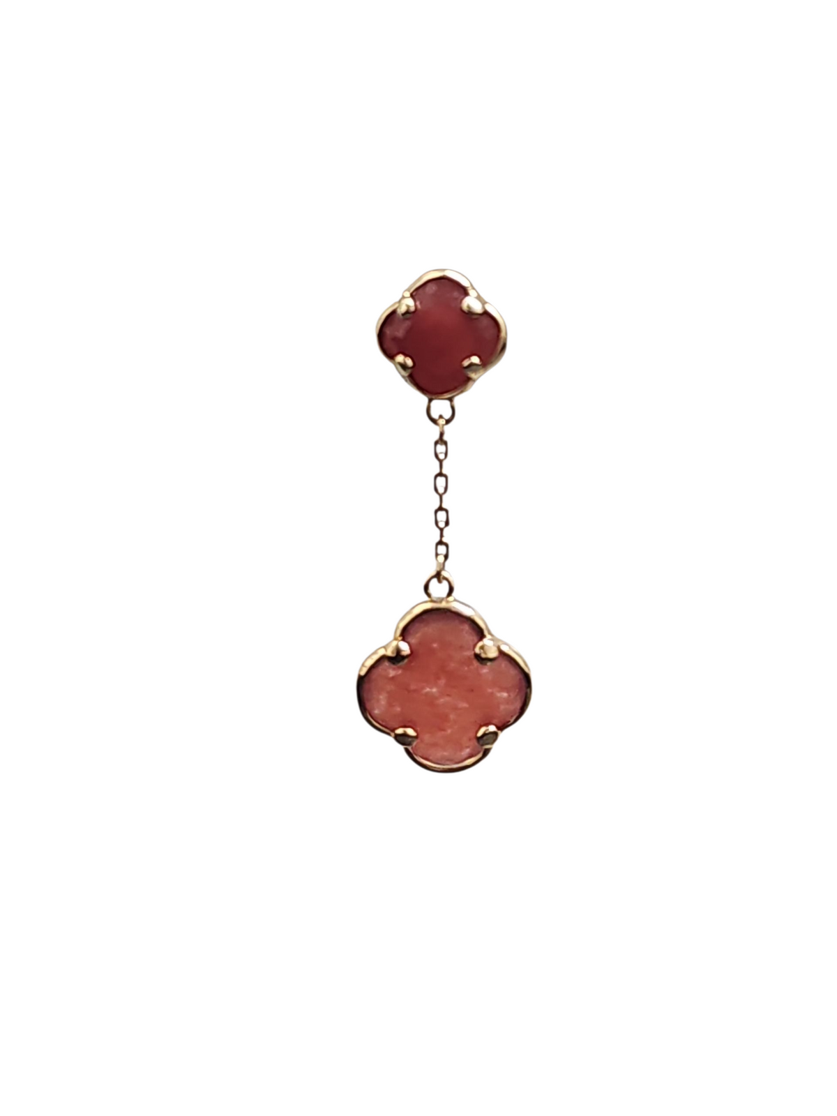 Agate Clover Dangling Earrings in 14kt Yellow Gold