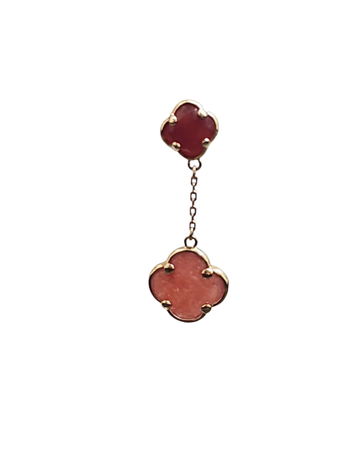 Agate Clover Dangling Earrings in 14kt Yellow Gold