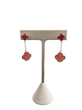 Agate Clover Dangling Earrings in 14kt Yellow Gold