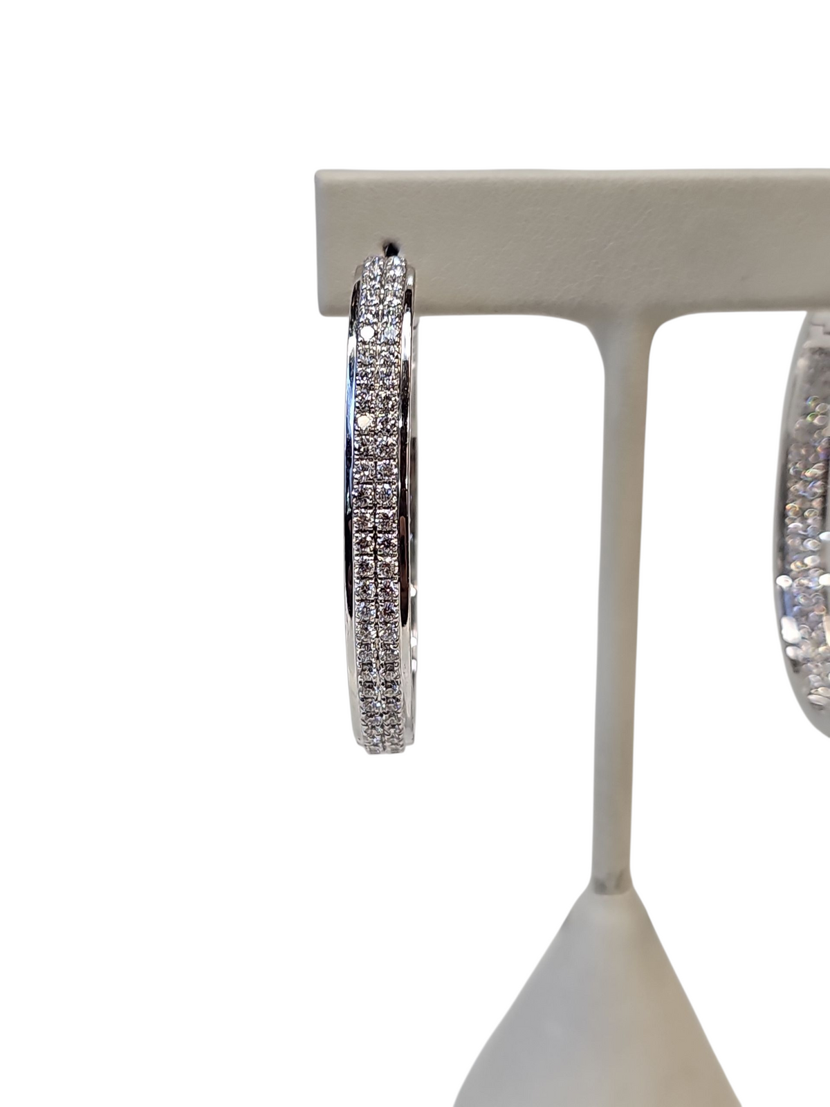 Large Oval Hoop Diamond Earrings in 14kt White Gold