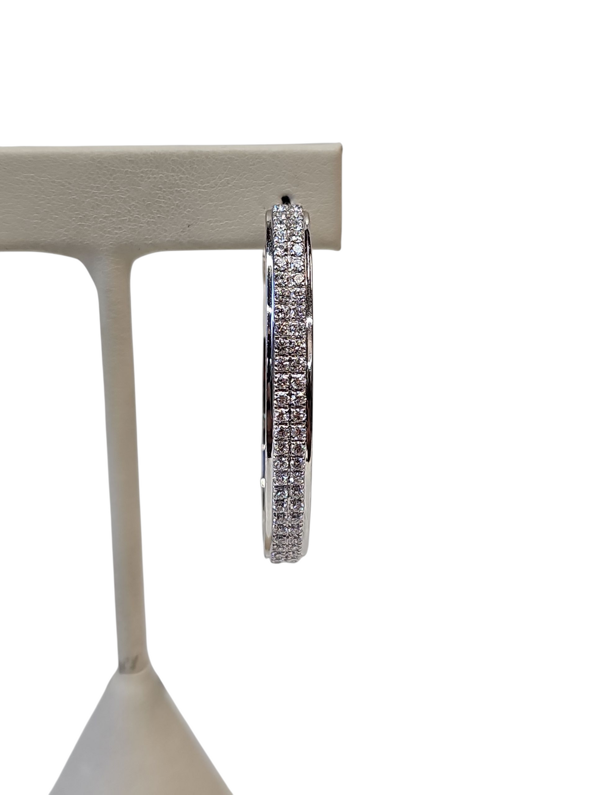 Large Oval Hoop Diamond Earrings in 14kt White Gold