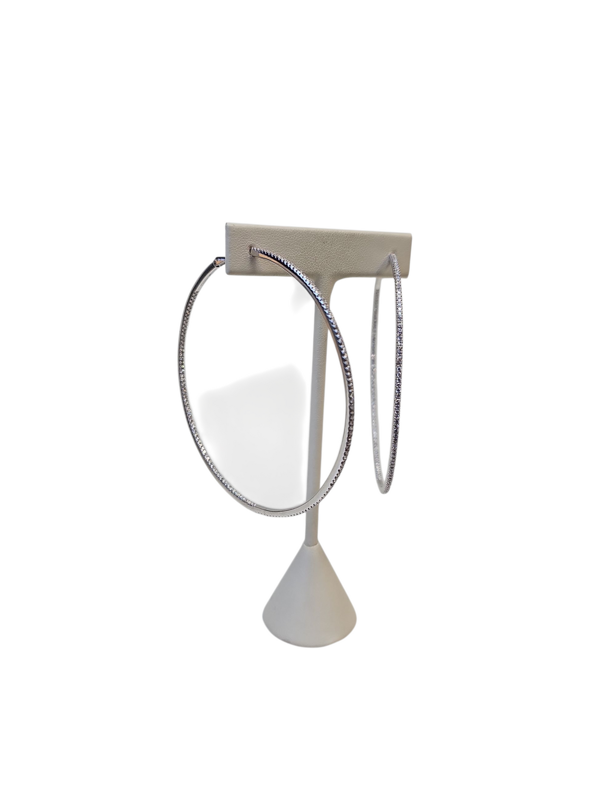 Large Simple Diamond Hoop Earrings in 14kt White Gold