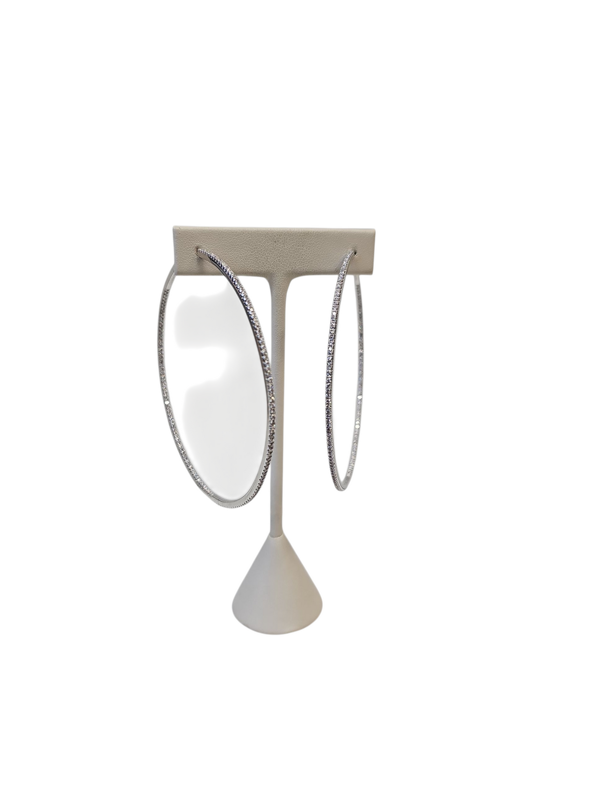 Large Simple Diamond Hoop Earrings in 14kt White Gold