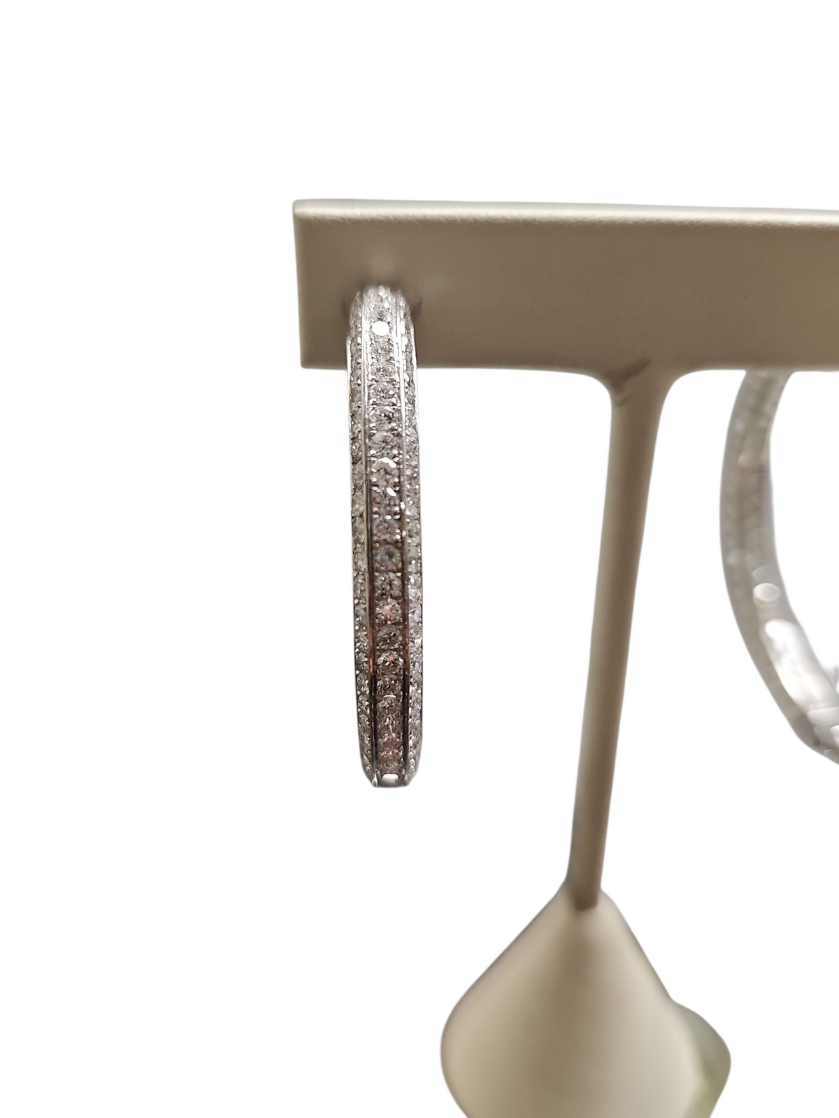Diamond Studded Hoop Earrings in 18kt White Gold