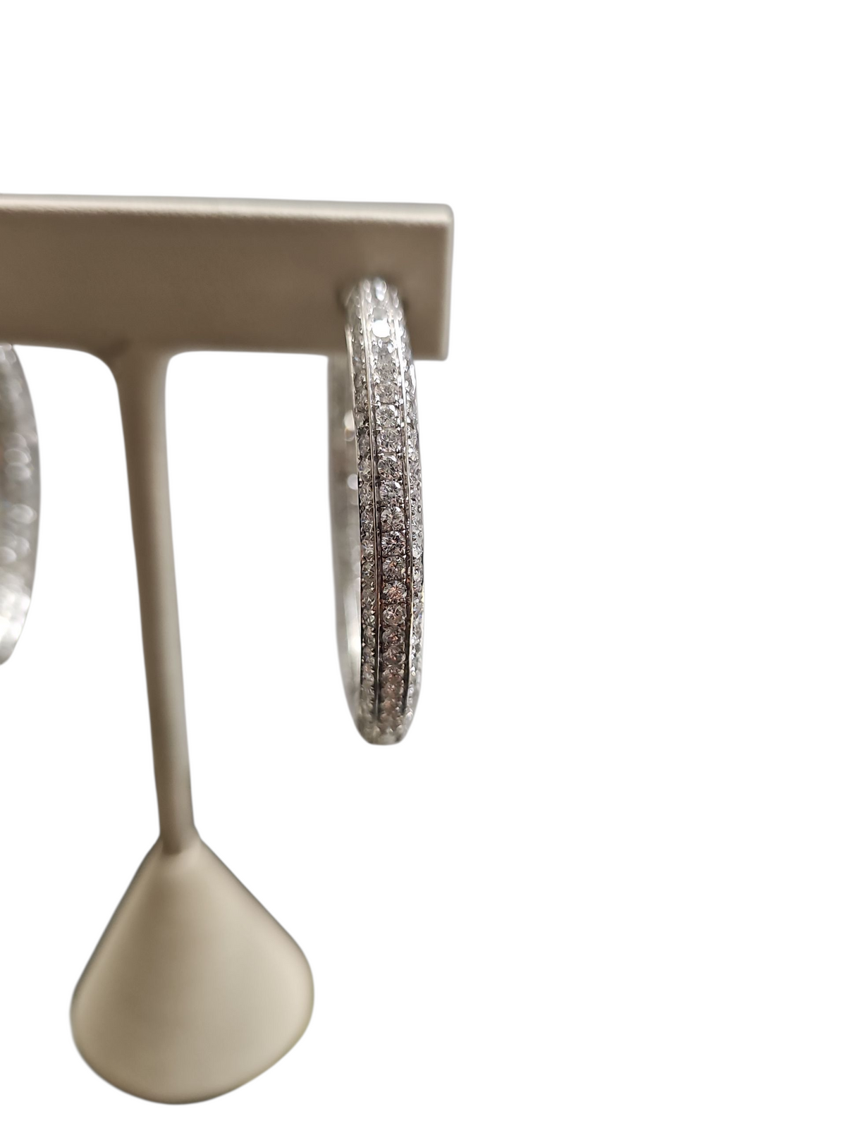 Diamond Studded Hoop Earrings in 18kt White Gold