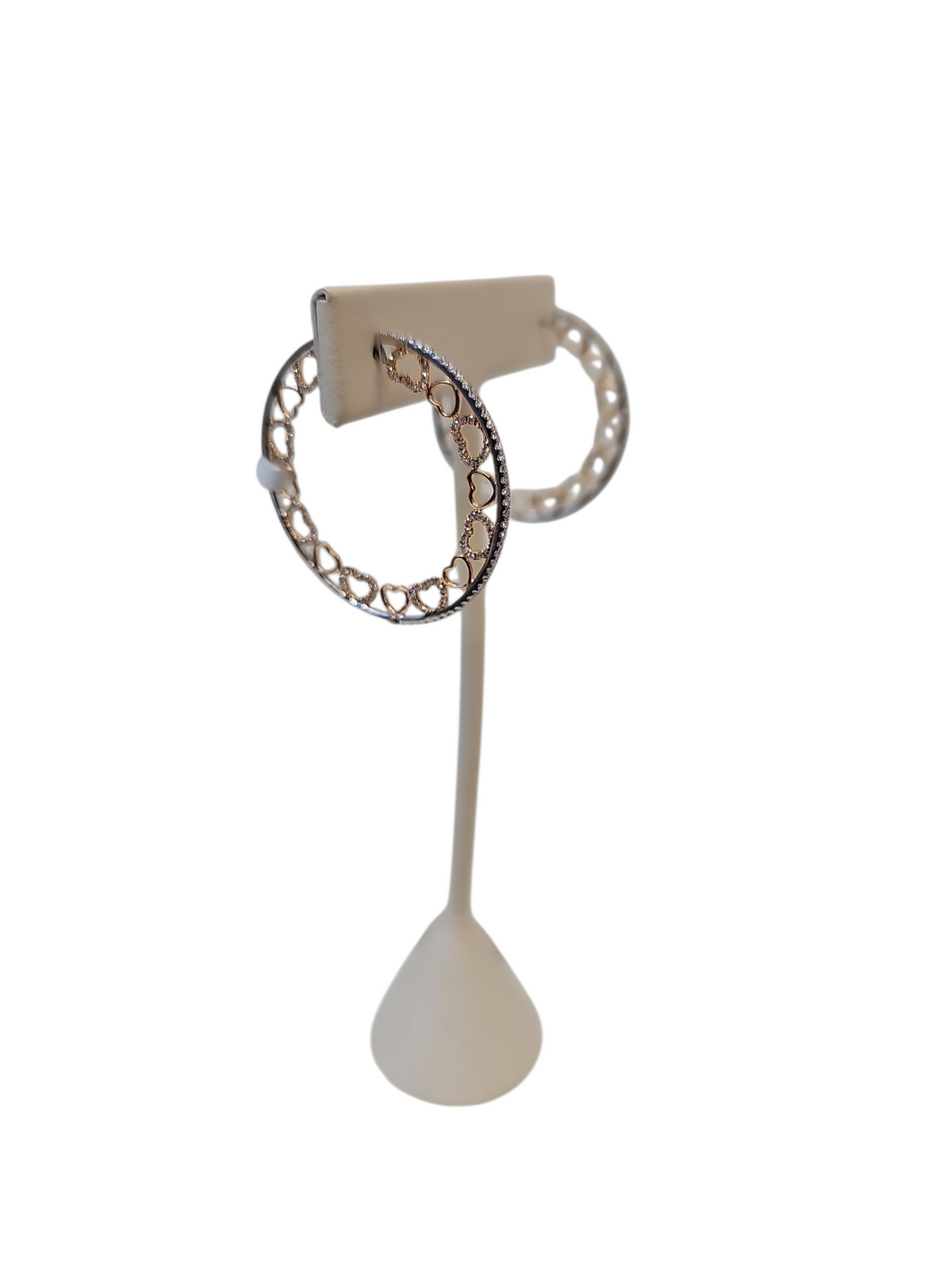 Repeating Heart Diamond Hoop Earrings in 18kt Two Tone Gold