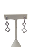 Diamond Clover Dangling Earrings in 18kt White Gold