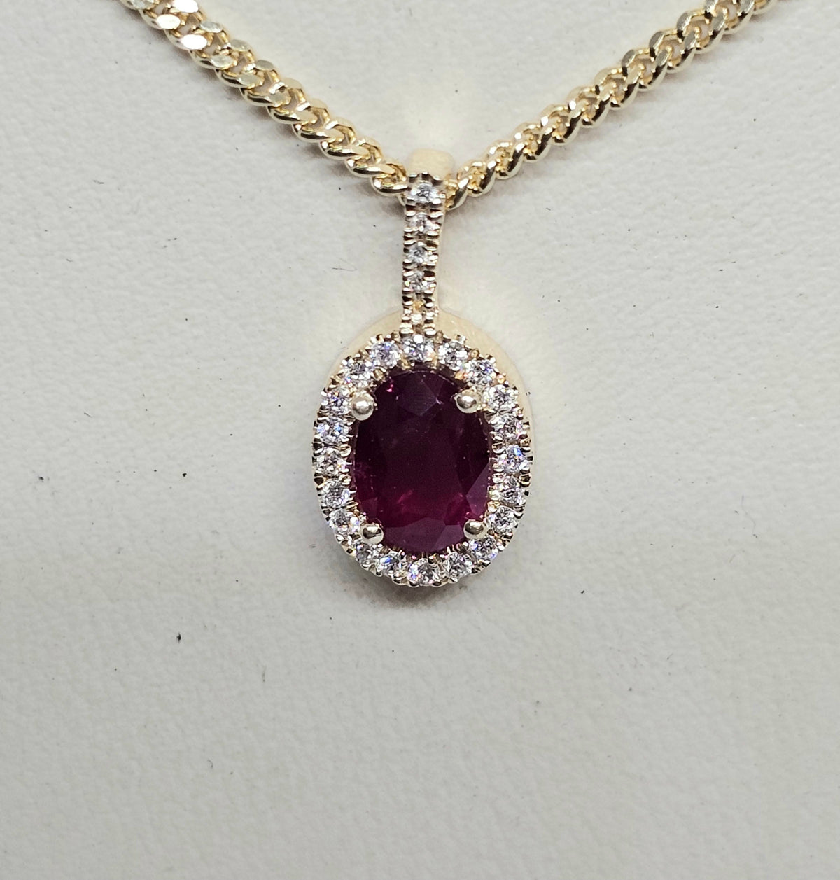 Ruby and Diamond Pendant in 14Kt Yellow Gold