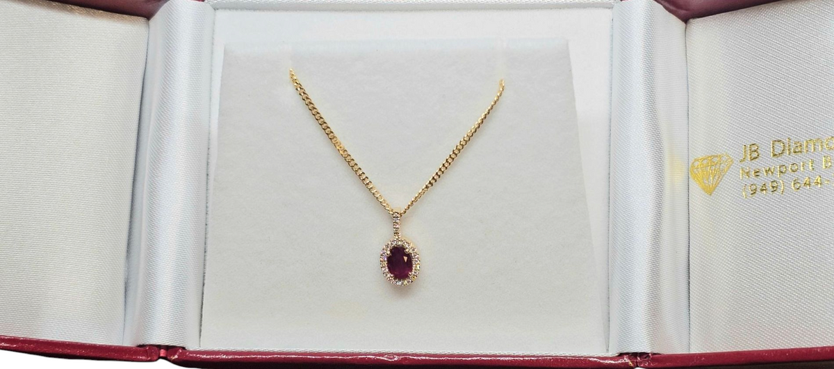 Ruby and Diamond Pendant in 14Kt Yellow Gold