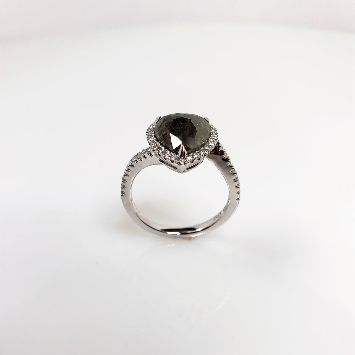 White Gold Elegant Halo Rough Diamond Ring