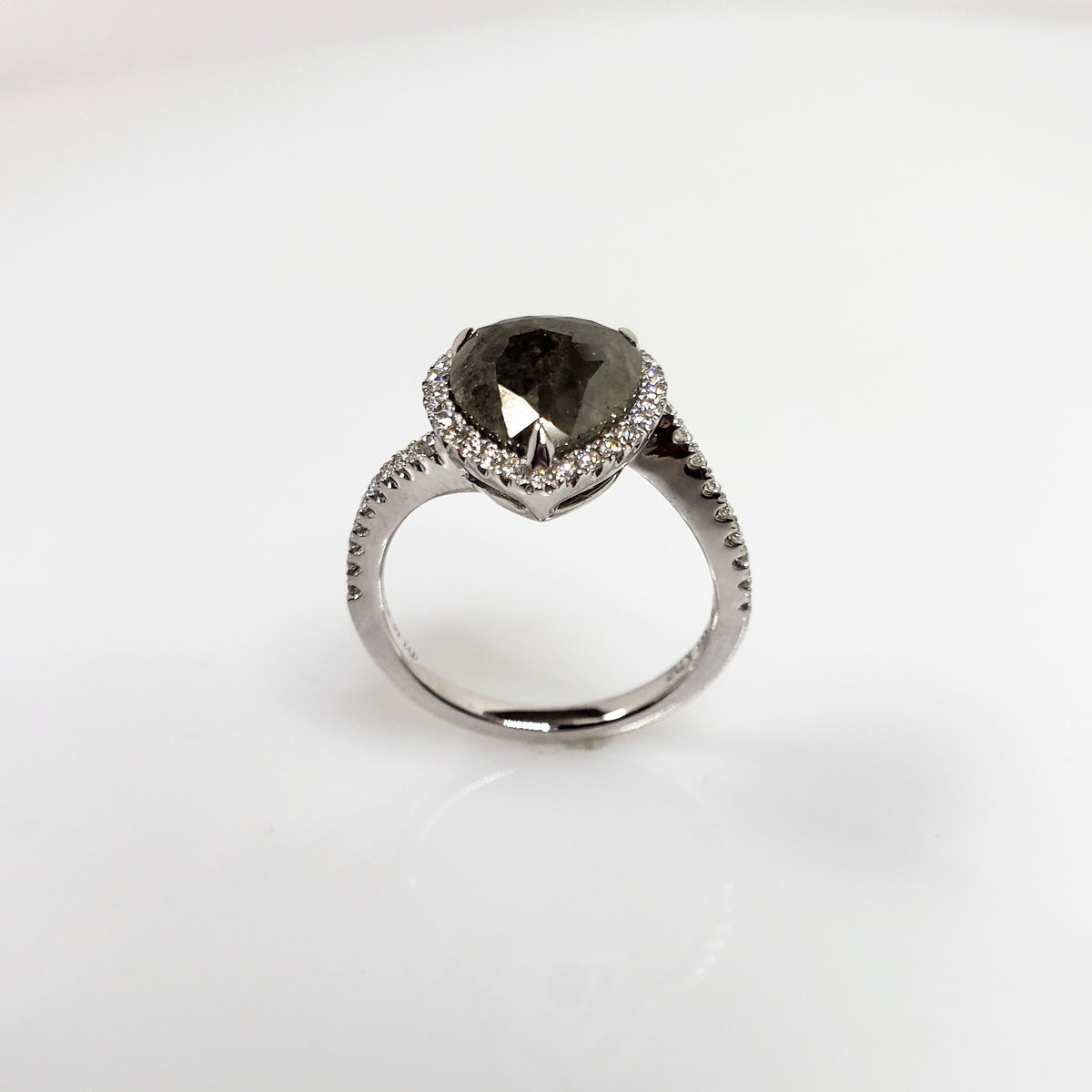 White Gold Elegant Halo Rough Diamond Ring