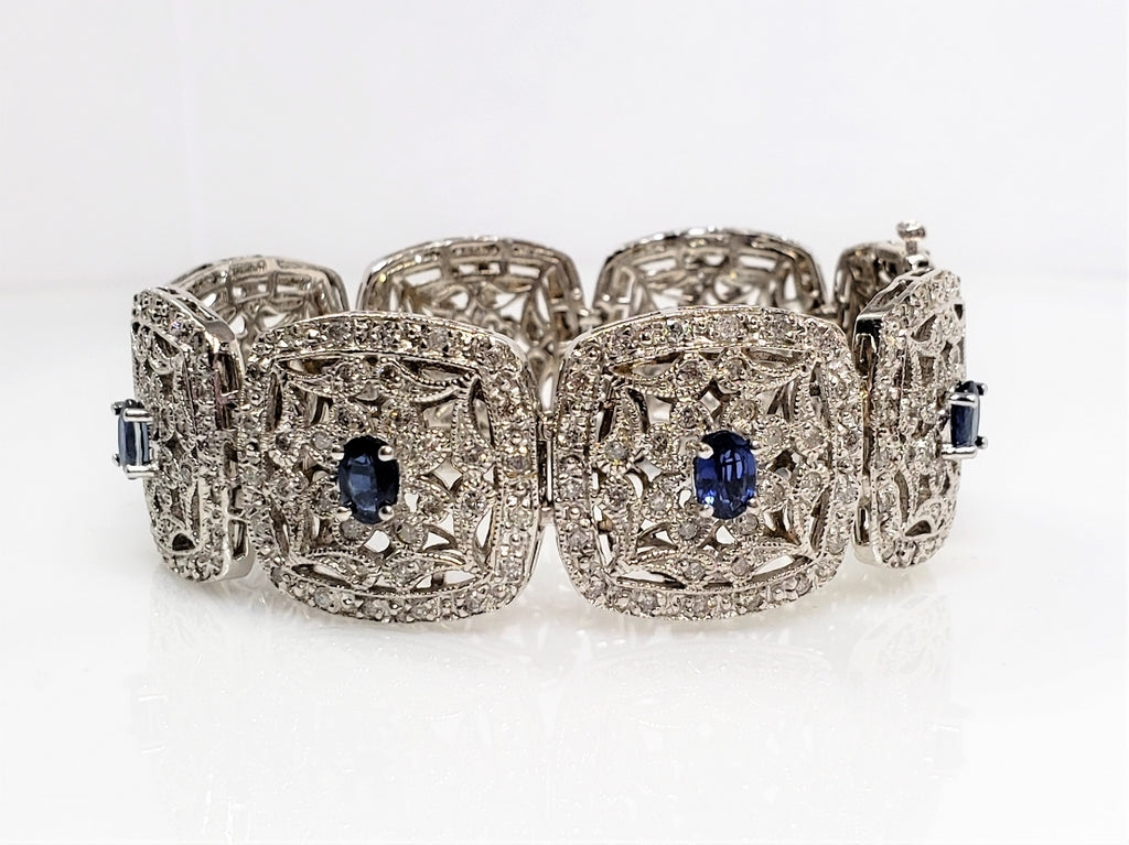 Diamond & Blue Sapphire Bracelet