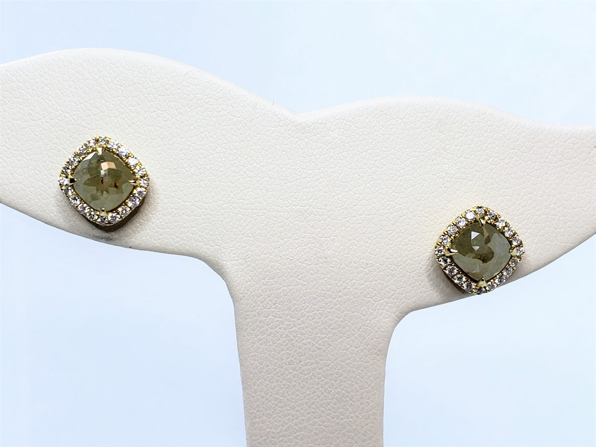 Inspired Cushion Rough Diamond Earrings
