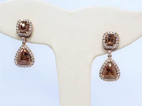 Classy Rough Diamond 14K Rose Gold Diamond Earrings