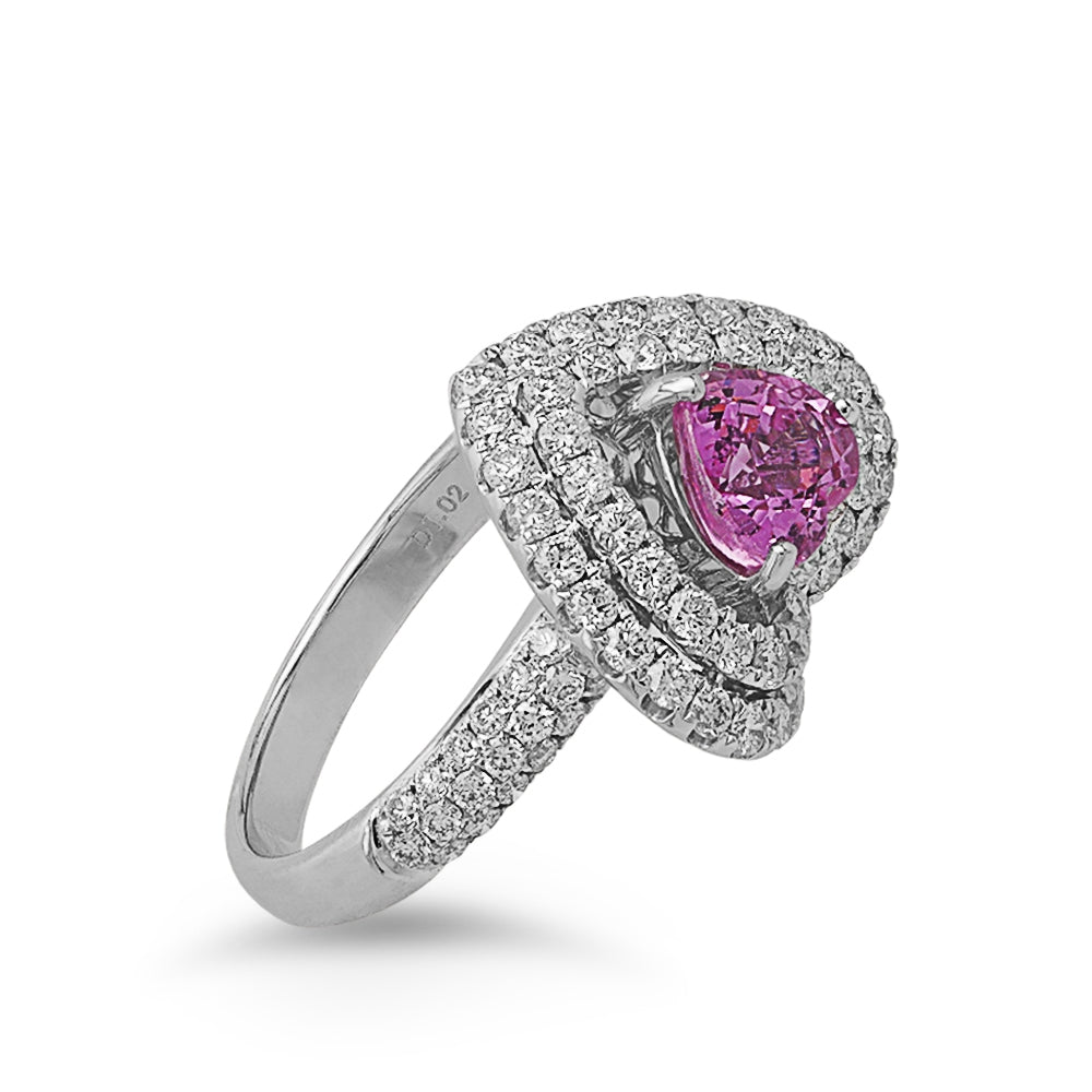 Heart-shape Pink Sapphire & Diamond Ring