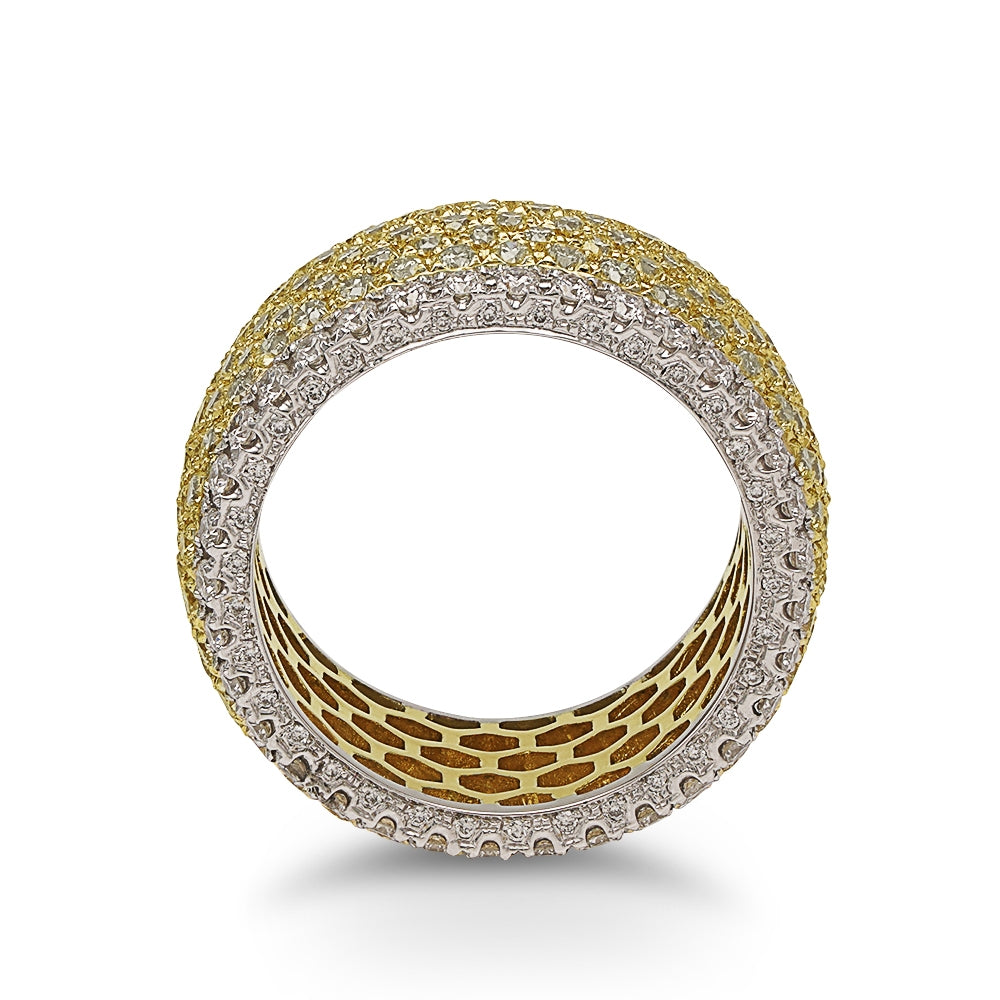 Yellow Diamond 12mm Wide Band, 4.28 Carats Total weight