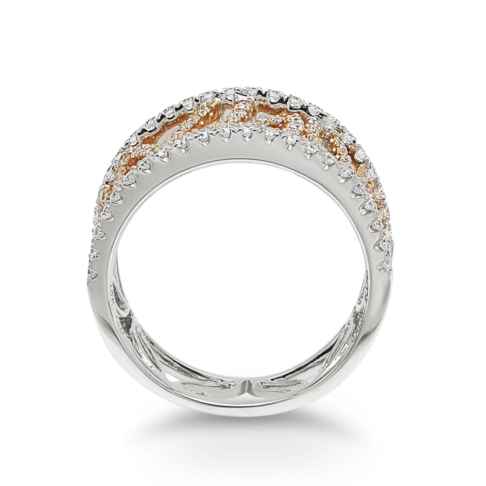 Tricolor Gold Leaf Diamond Ring