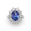 Blue Sapphire Floral Diamond Ring in 18Karat White Gold