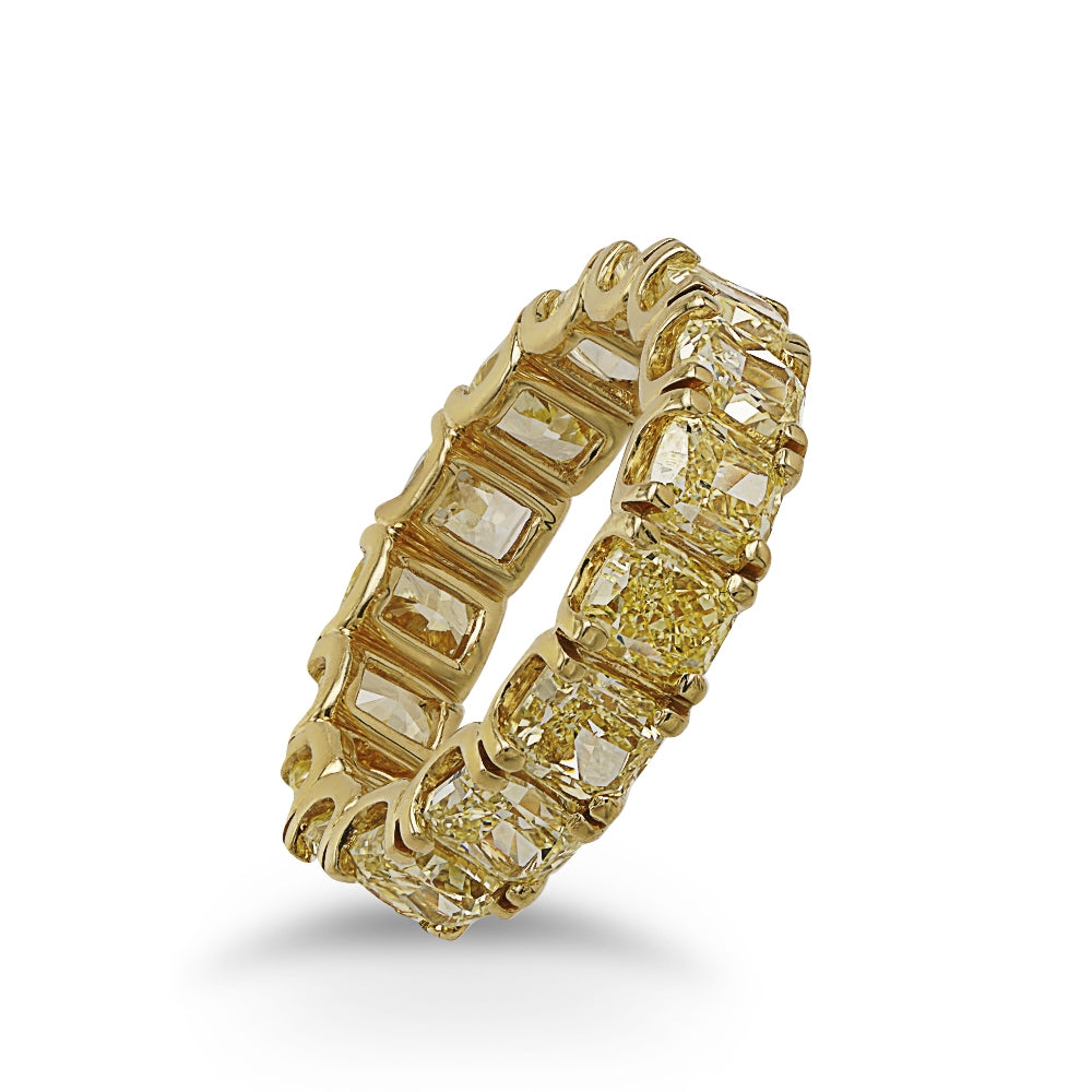Fancy Intense Yellow Diamond Eternity Ring 7.64 Carats Total Weight