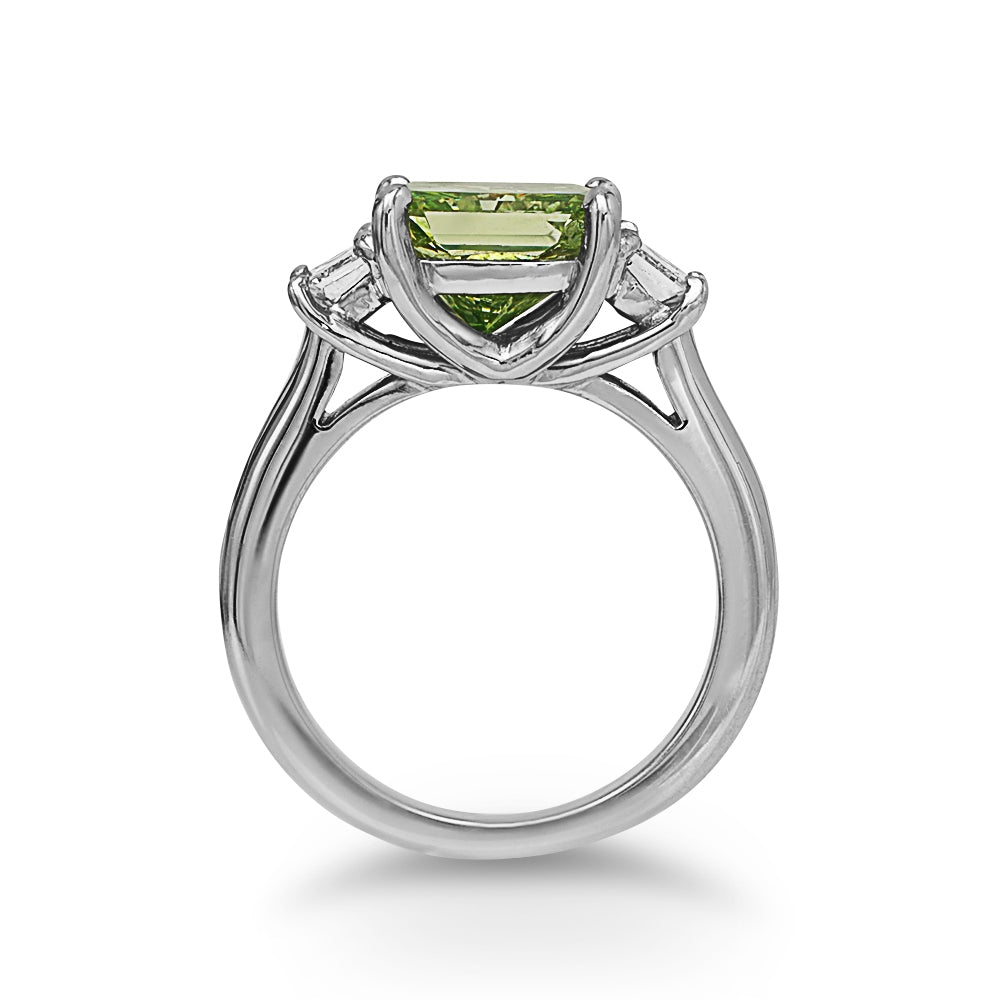 Green Diamond Platinum Ring