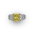Radiant Fancy Yellow Intense Diamond Ring in 14Karat White Gold