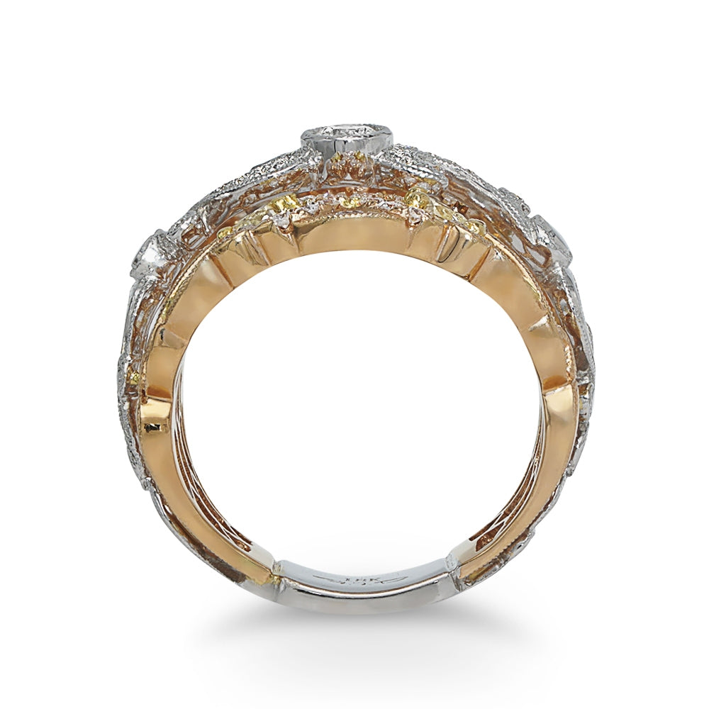 Filigree Diamond Two-Tone Gold Ring