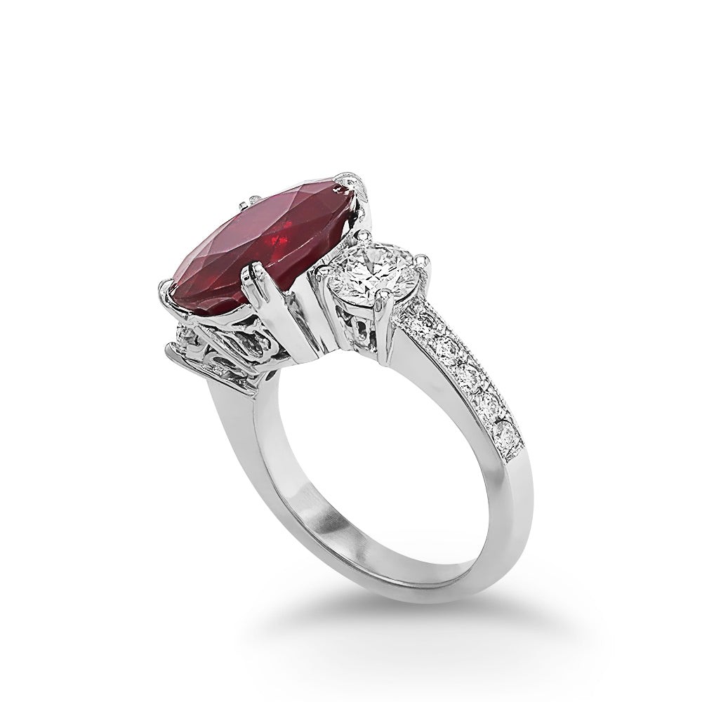 African Ruby and Diamond Ring