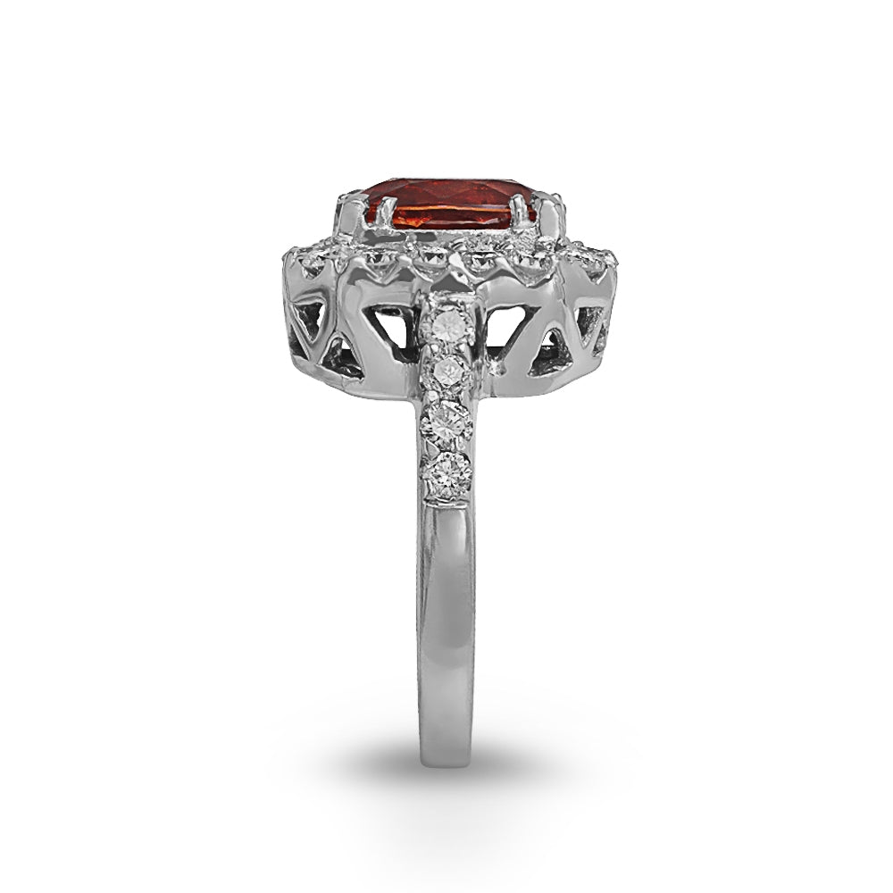Orange Sapphire Diamond Ring