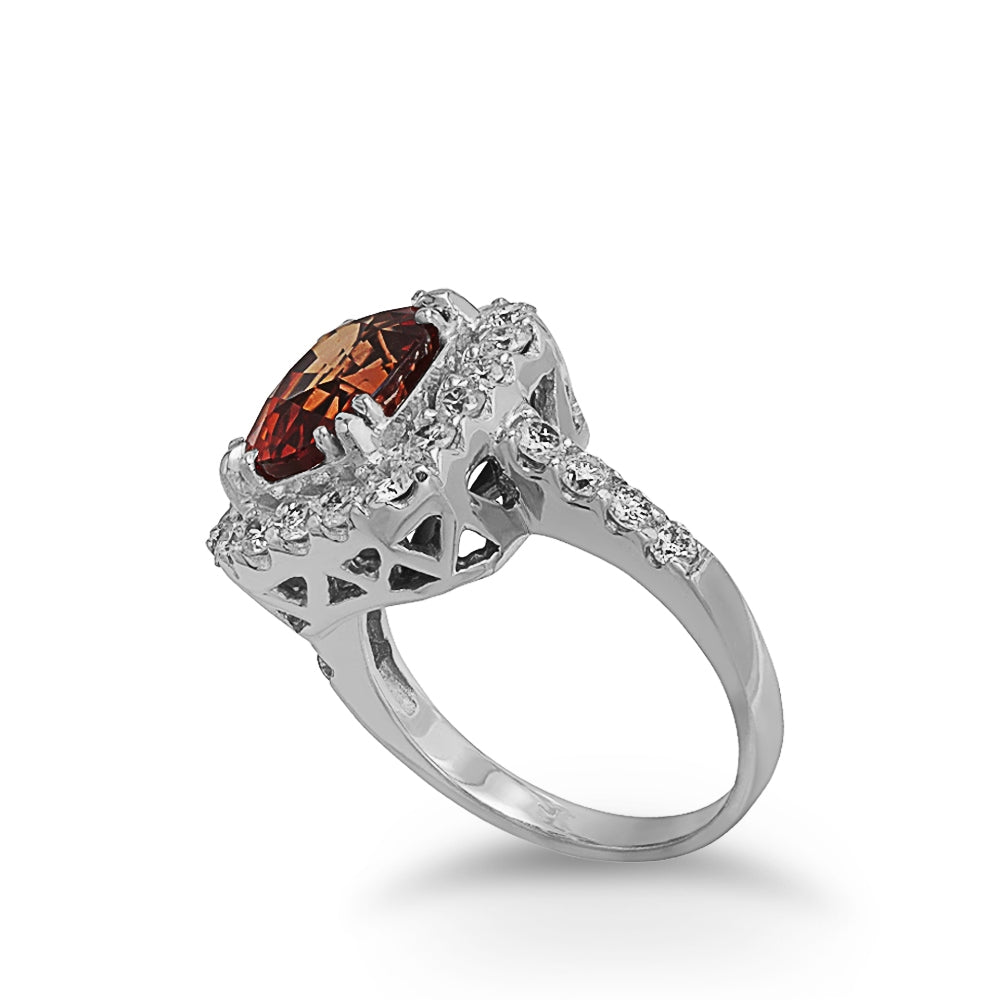 Orange Sapphire Diamond Ring