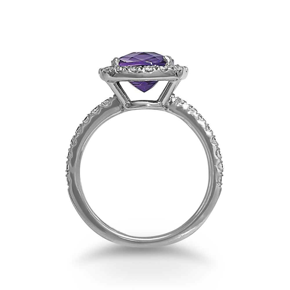 White Gold Amethyst and White Sapphire Ring