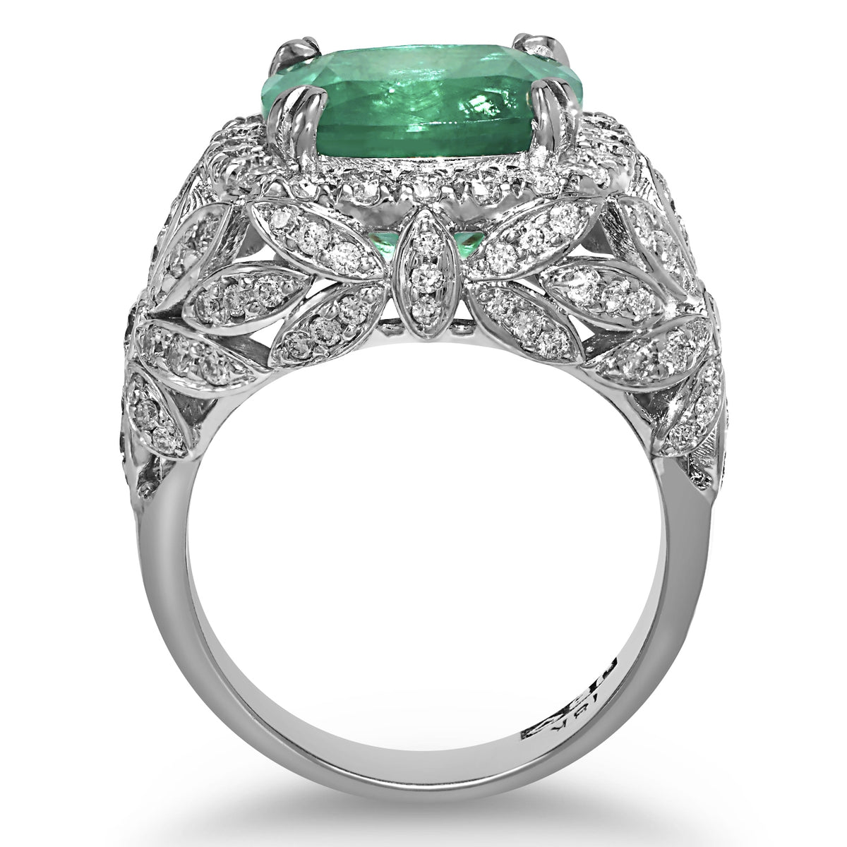 Cushion Columbian Emerald and Diamond Ring