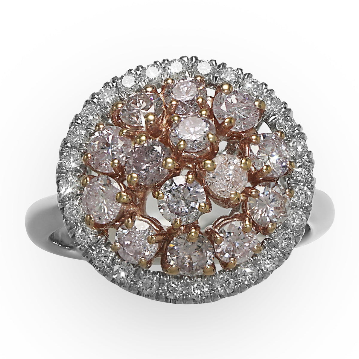 18kt Rose Gold Pink Diamond Cluster Ring