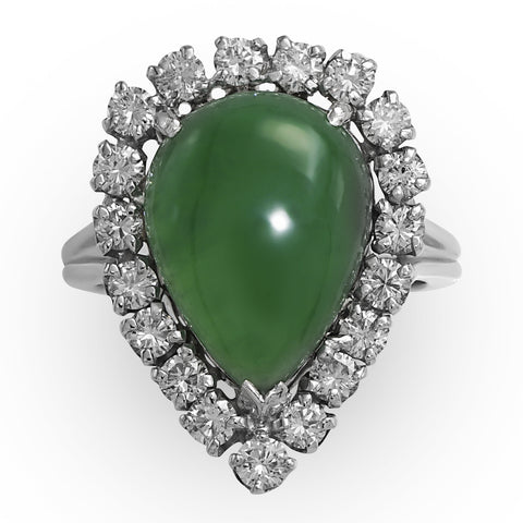 Pear-Shaped Jade Ring in 18Karat White Gold