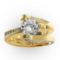 Asymmetrical Diamond Ring in 14 KArat Yellow Gold