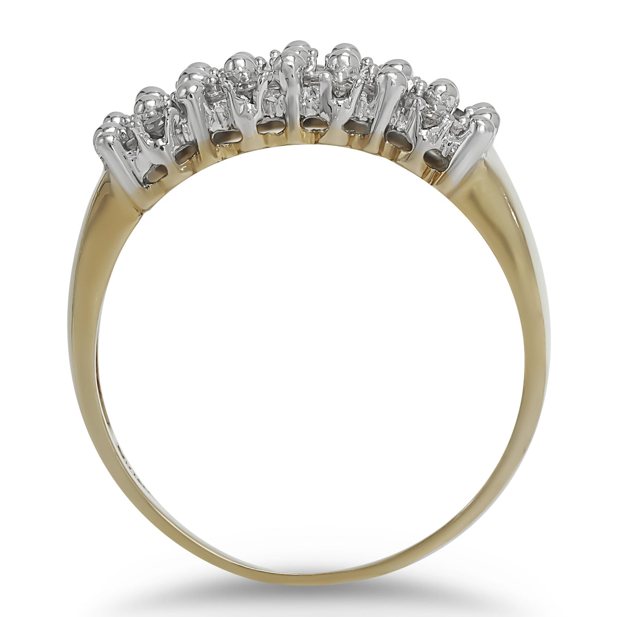 Two-Tone 14 Kt White Gold Baguette and Round Diamond Ring