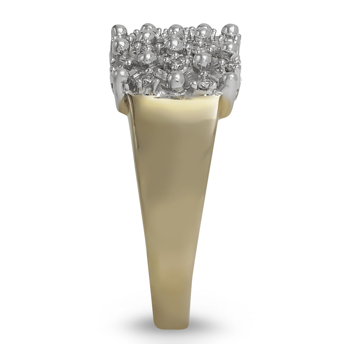 Two-Tone 14 Kt White Gold Baguette and Round Diamond Ring
