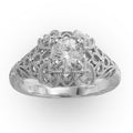 Round White Diamond in Engraved Ring