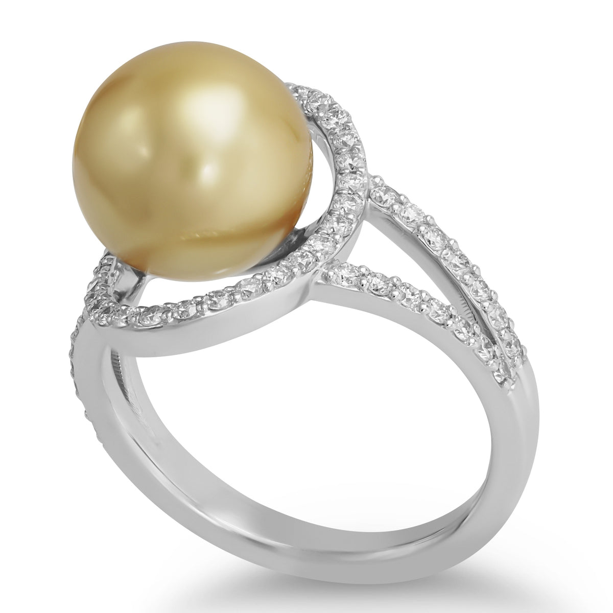 Haloed Golden Pearl Ring