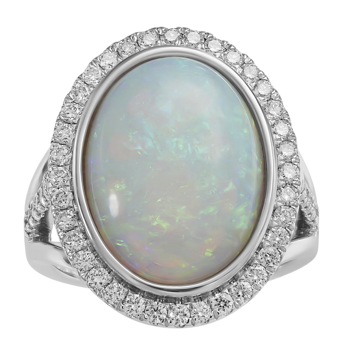 White Oval Opal Ring