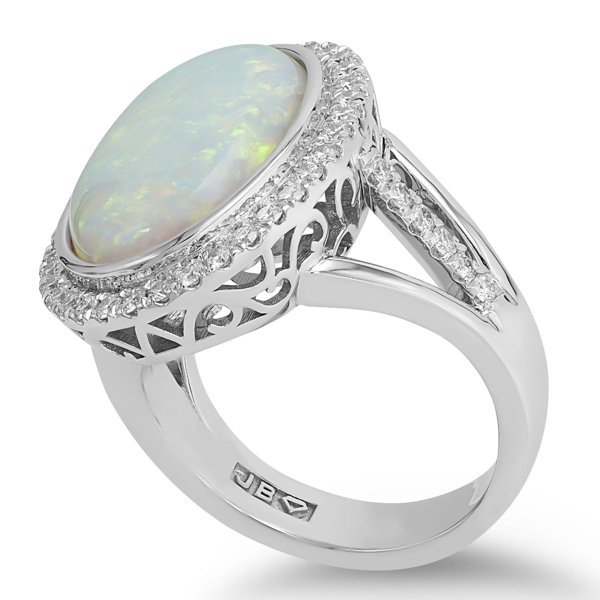White Oval Opal Ring