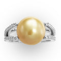 Golden Pearl and Diamond Ring