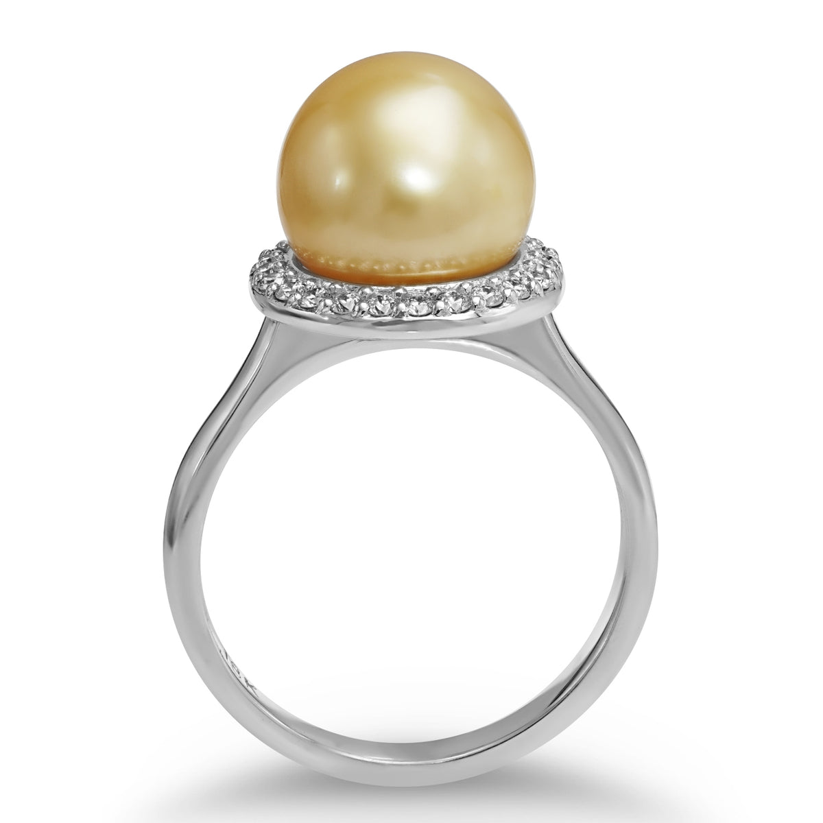 Haloed Golden Pearl Ring