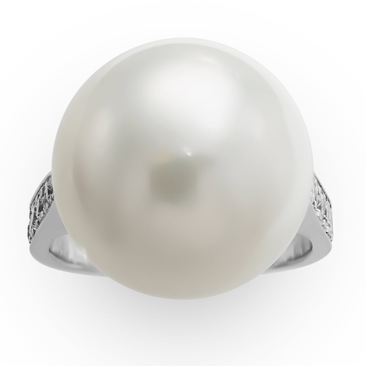 White Pearl and Diamond Ring